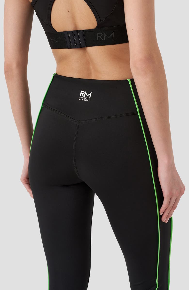 RM Rebecca Minkoff Piped High Waist Crop Leggings, Alternate, color, Black/ Green Flash