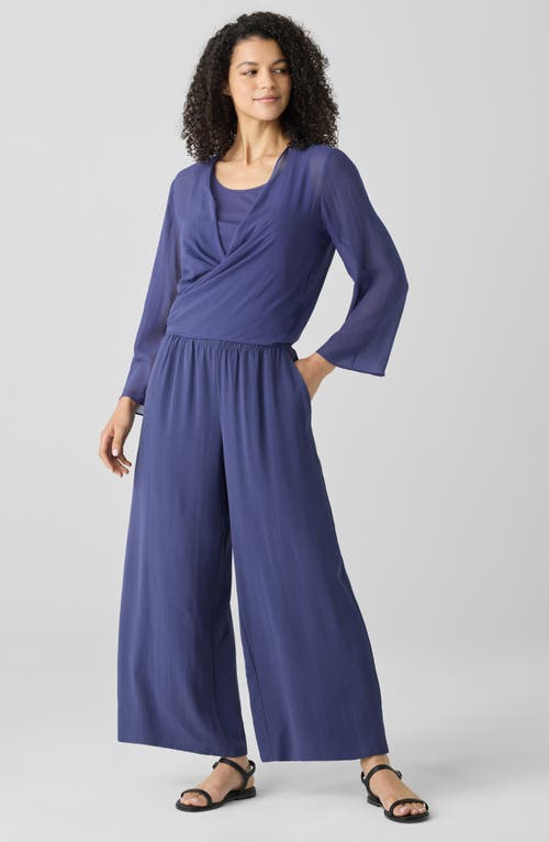 Eileen Fisher Tie Front Silk Jacket In Bluette