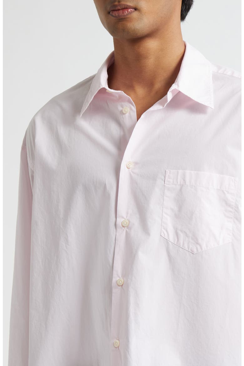 Oversize Cotton Poplin Button-Up Shirt, Alternate, color, LIGHT PINK