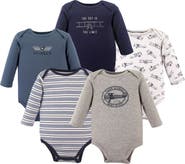 Hudson Baby Five-Piece Collection of Long-Sleeve Cotton Bodysuits