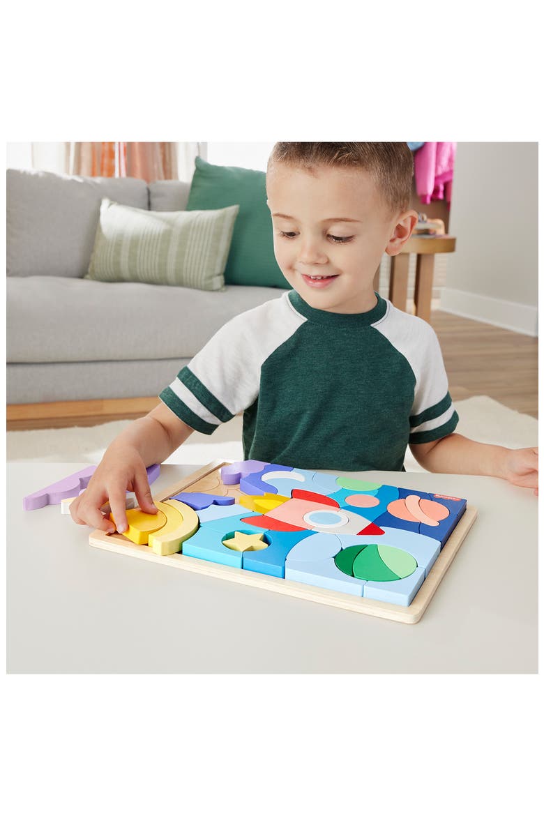 Wooden Space Blocks Puzzle, Alternate, color, ASST