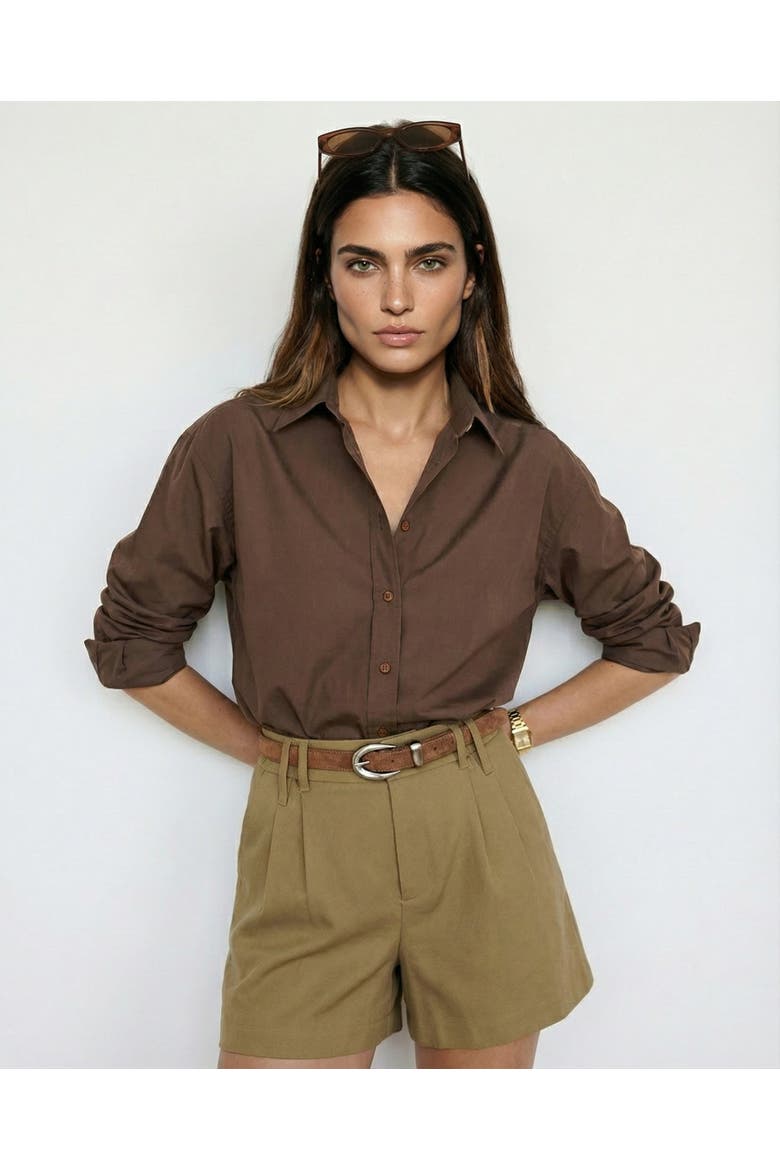 The Boyfriend Shirt, Alternate, color, Brown
