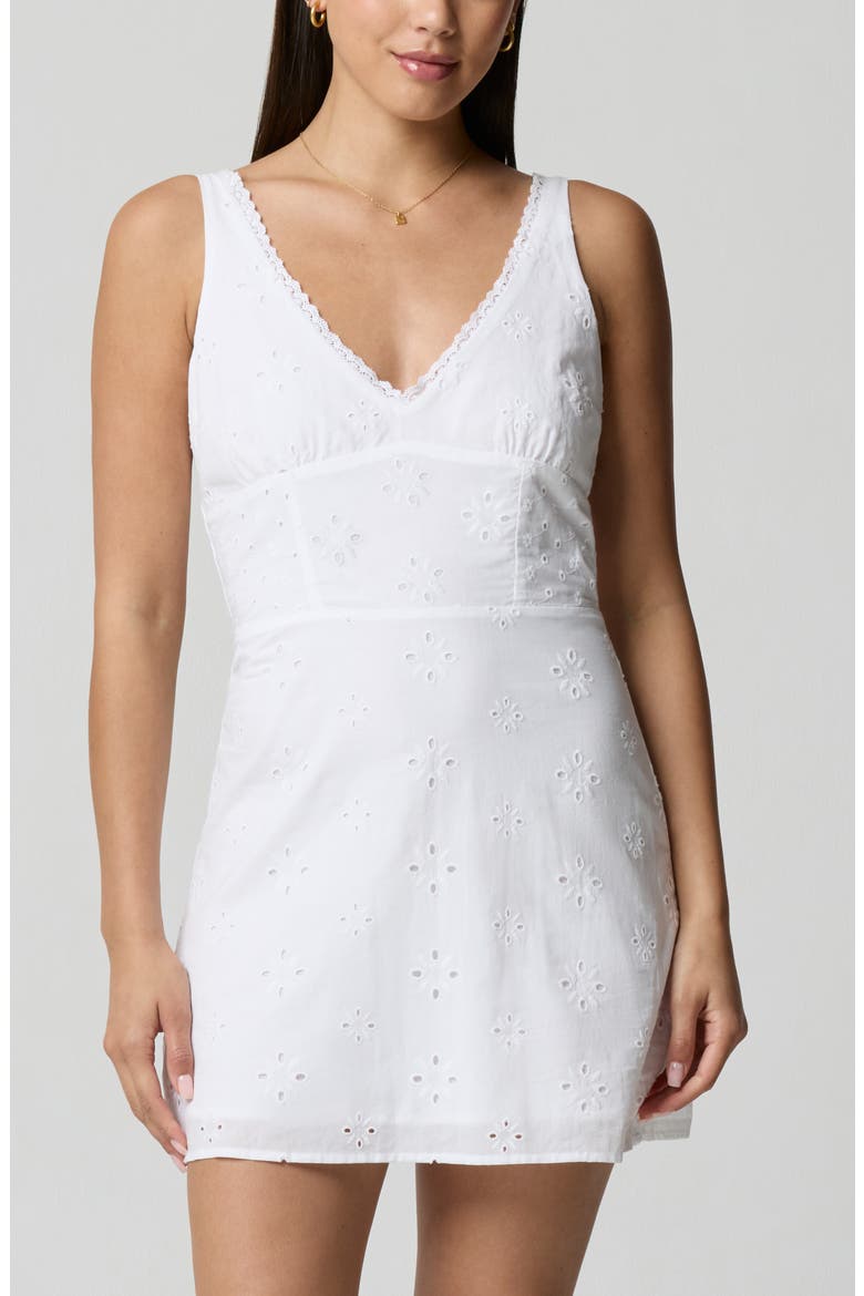 Eyelet Embroidered Cotton Mini Sundress, Alternate, color, BRIGHT WHITE