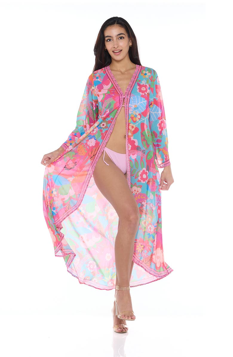 RANEES Floral Print Duster, Alternate, color, Pink