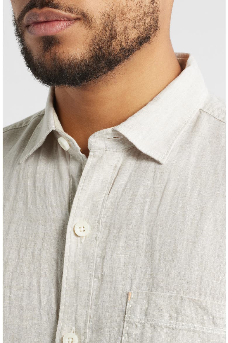 Paradise Breezer Short Sleeve Linen Button-Up Shirt, Alternate, color, NATURAL