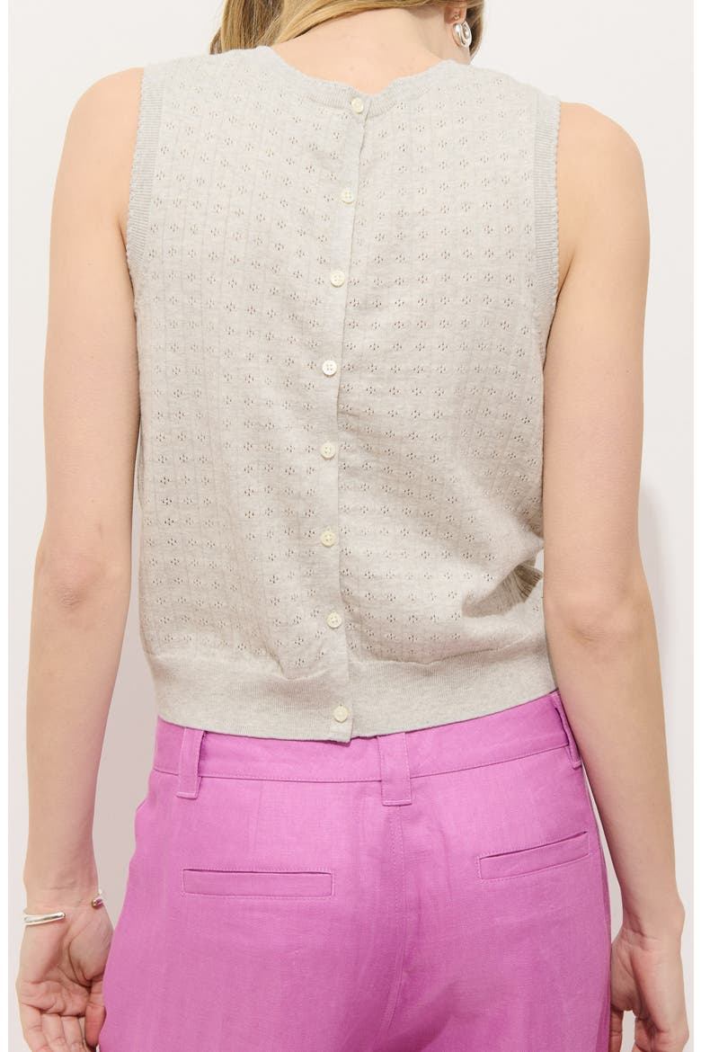 Odette Cotton & Cashmere Pointelle Sweater Tank, Alternate, color, HEATHER GREY