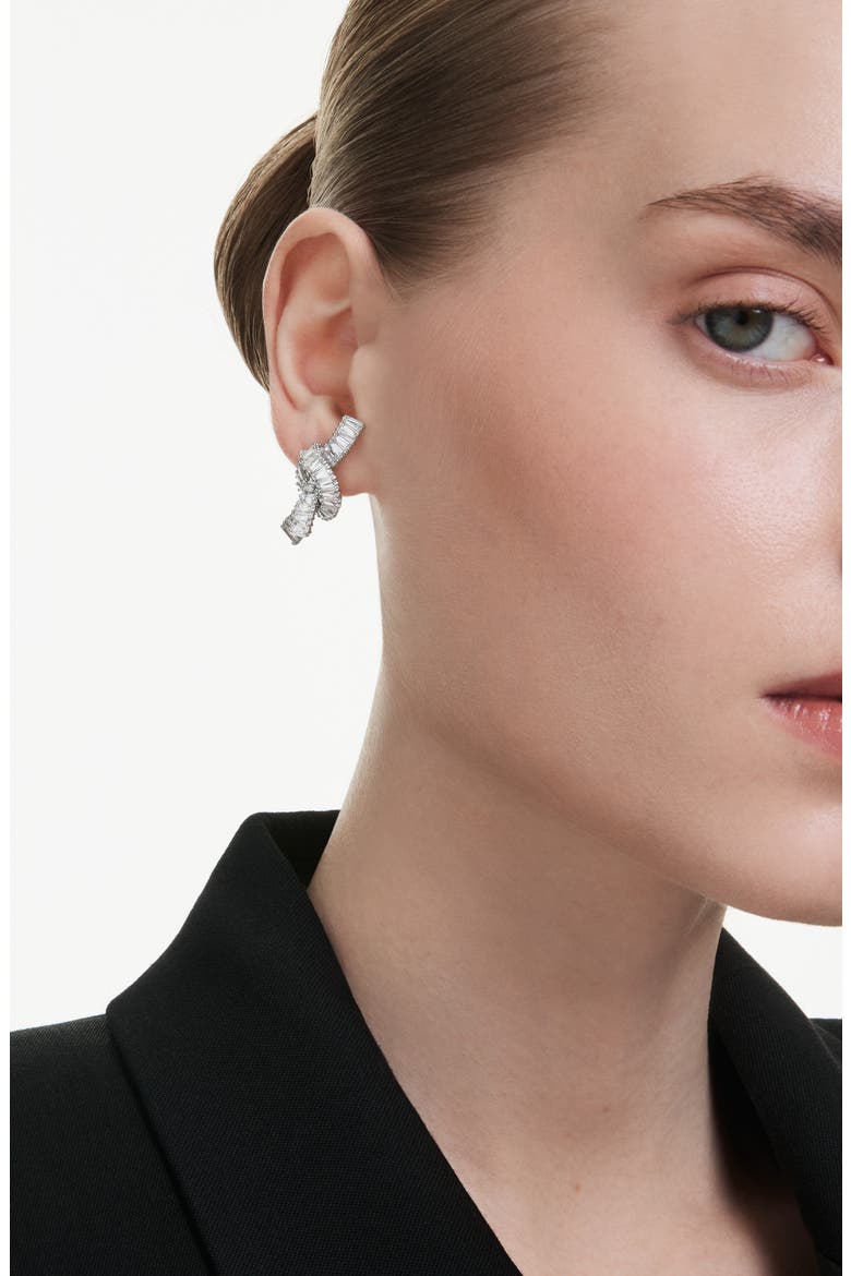 Matric Knot Drop Earrings, Alternate, color, WHITE/ SILVER