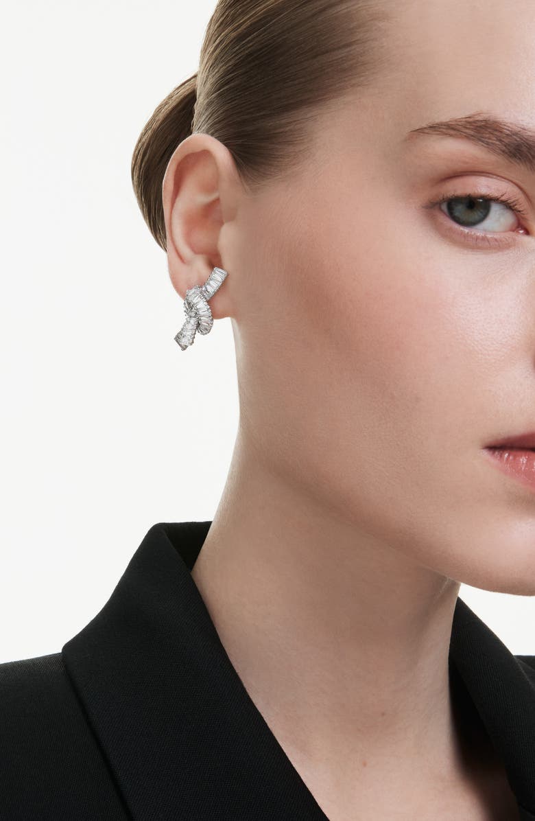 Swarovski Matric Knot Drop Earrings, Alternate, color, White/ Silver