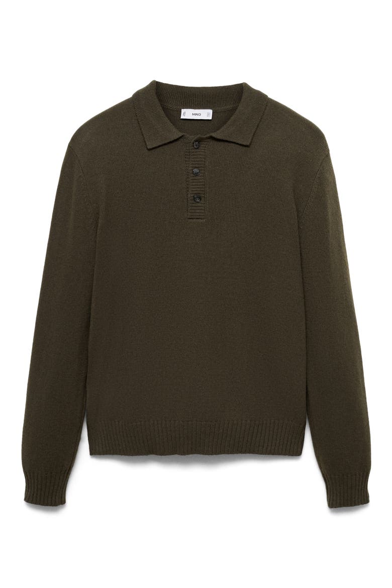 Wide Rib Trim Polo Sweater, Alternate, color, KHAKI GREEN