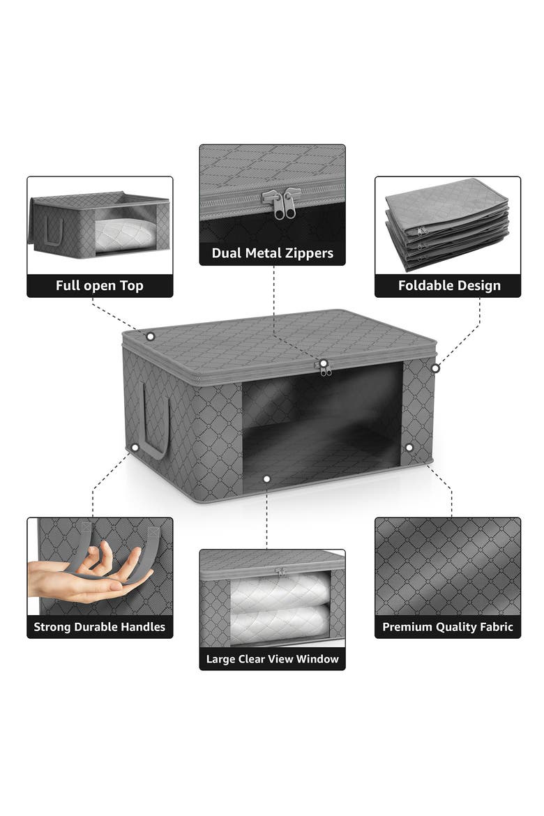 8-Pack Medium Foldable Storage Bins, Alternate, color, GRAY