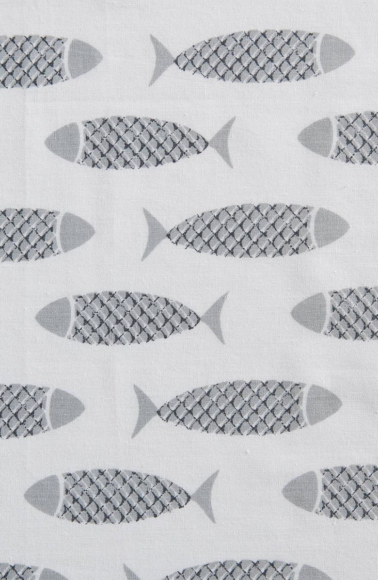 Nautica Woodblock Fish Twin Sheet Set, Alternate, color, Grey