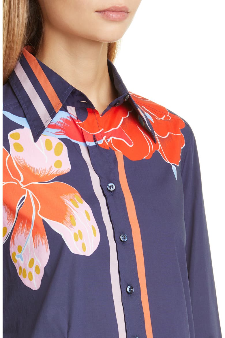 Pop Lily Print Shirt, Alternate, color, NAVY