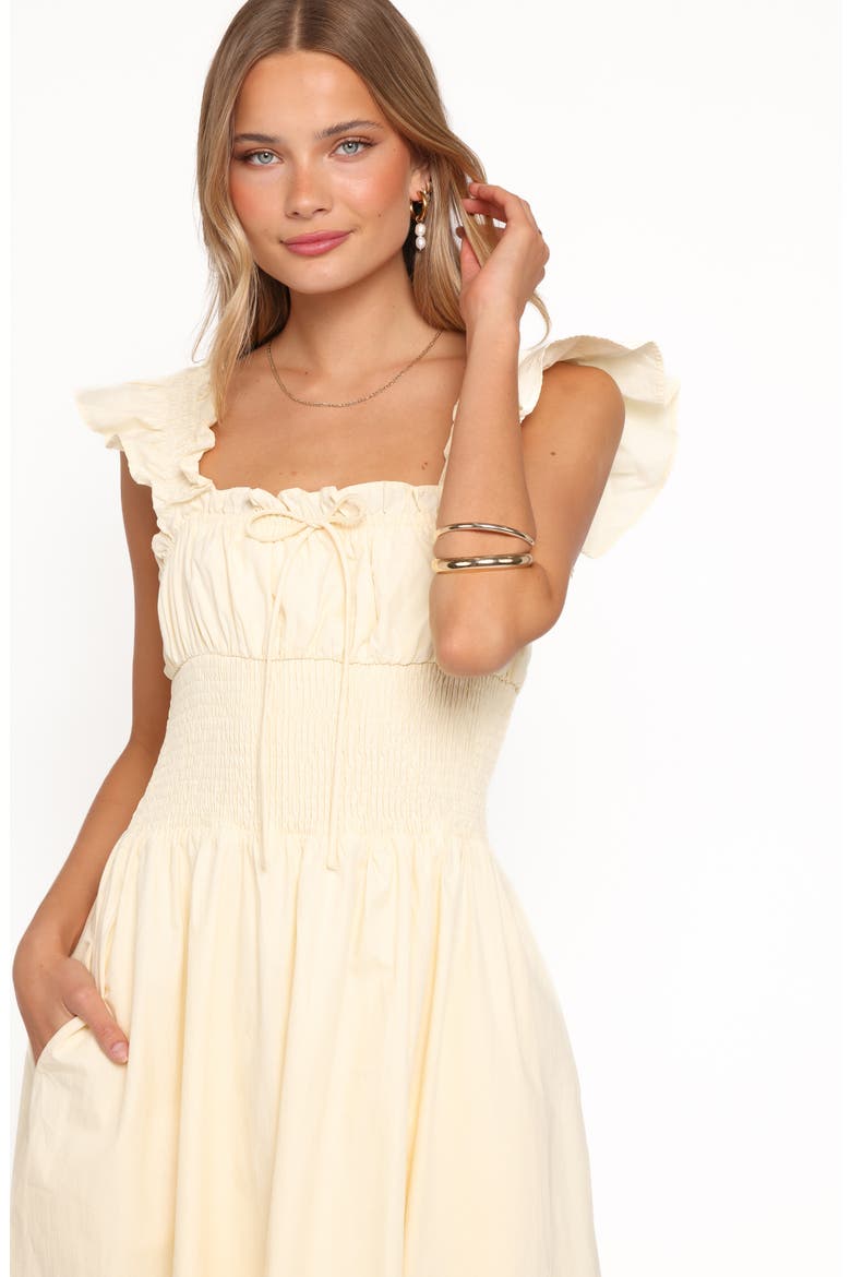 Bronte Ruffle Strap Midi Dress, Alternate, color, BUTTER YELLOW