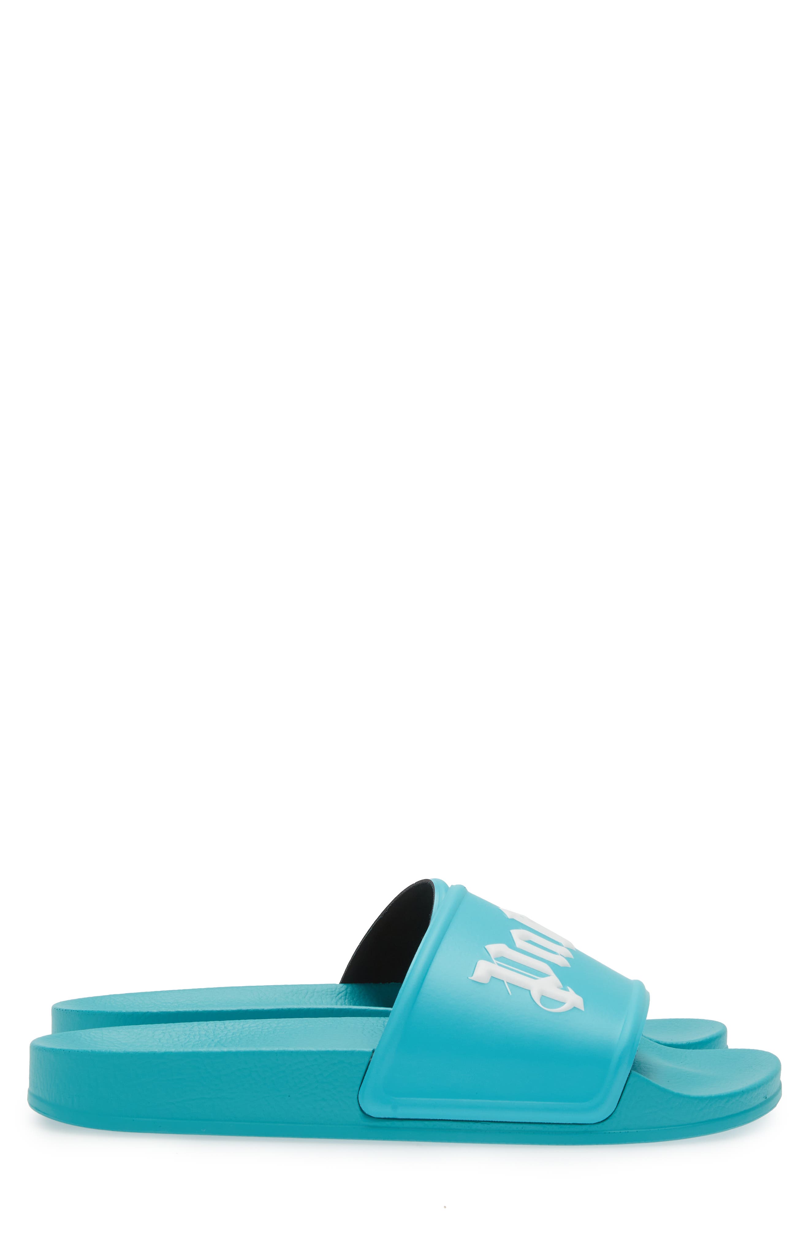 Palm Angels Logo Embossed Pool Slide Sandal, Alternate, color, 