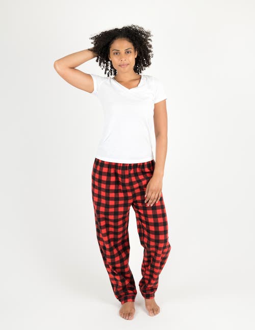 Leveret Fleece Printed Holiday Pajama Pants In Red