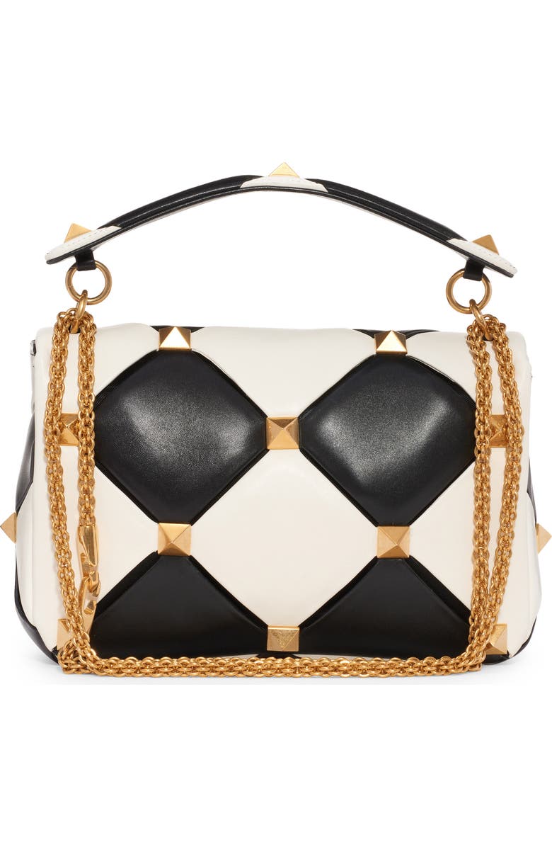 Valentino Garavani Large Roman Stud Carving Lambskin Top Handle Bag, Alternate, color,
