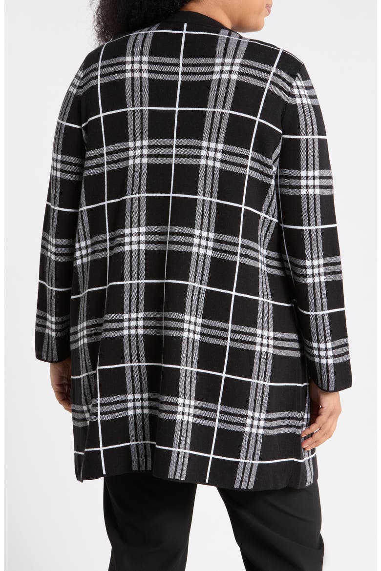 Plaid Open Front Cardigan, Alternate, color, BLACK/ WHITE