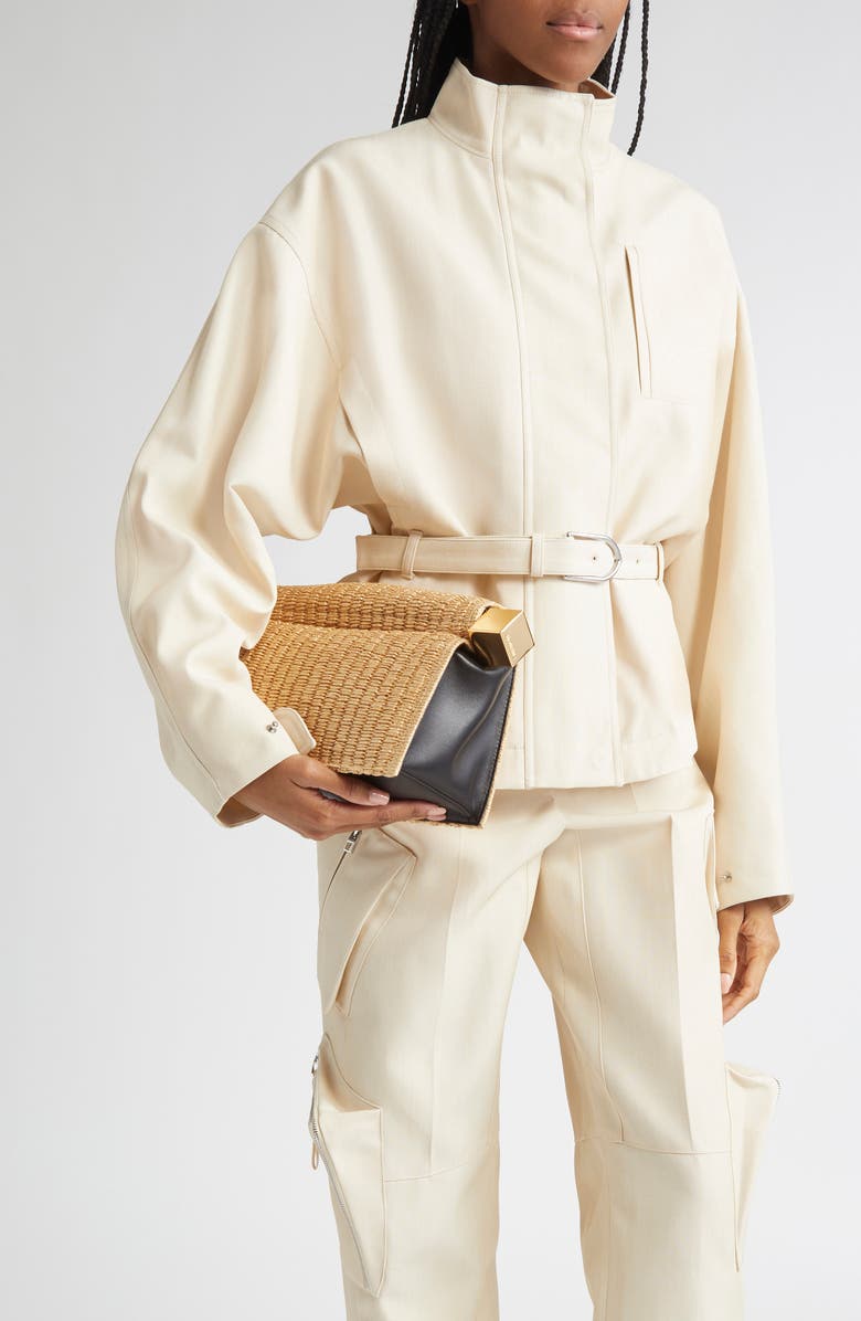 Jacquemus La Pochette Rond Carré Raffia Clutch, Alternate, color,