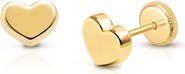 Tiny Blessings 14K Gold Modern Heart Stud Screw Back Earrings