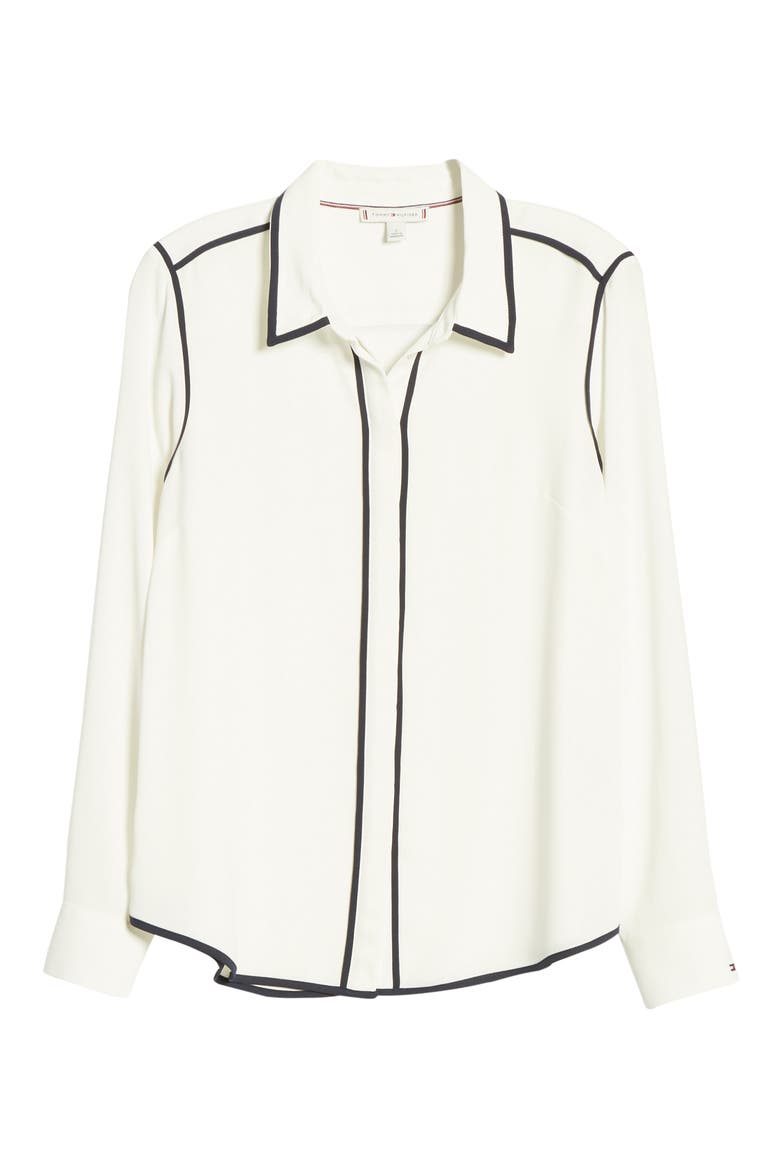 Contrast Trim Woven Shirt, Alternate, color, IVORY