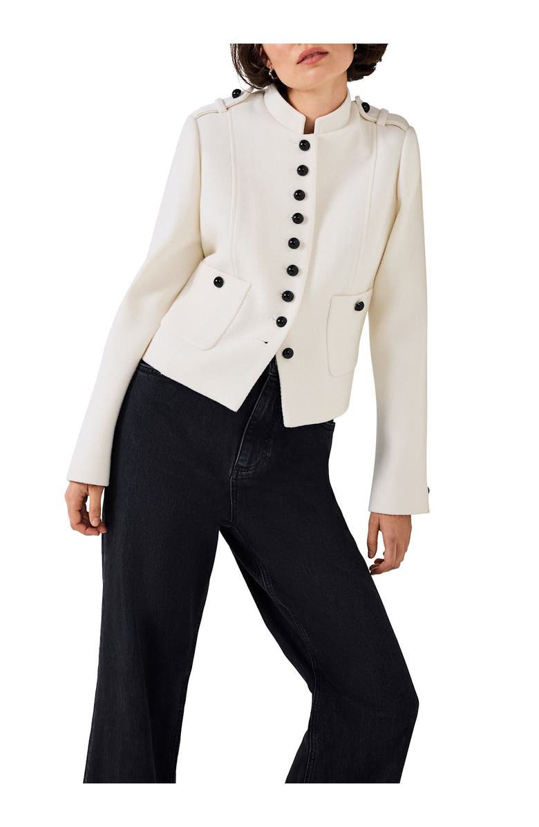 MINT VELVET Wool Blend Military Jacket, Alternate, color, Ivory