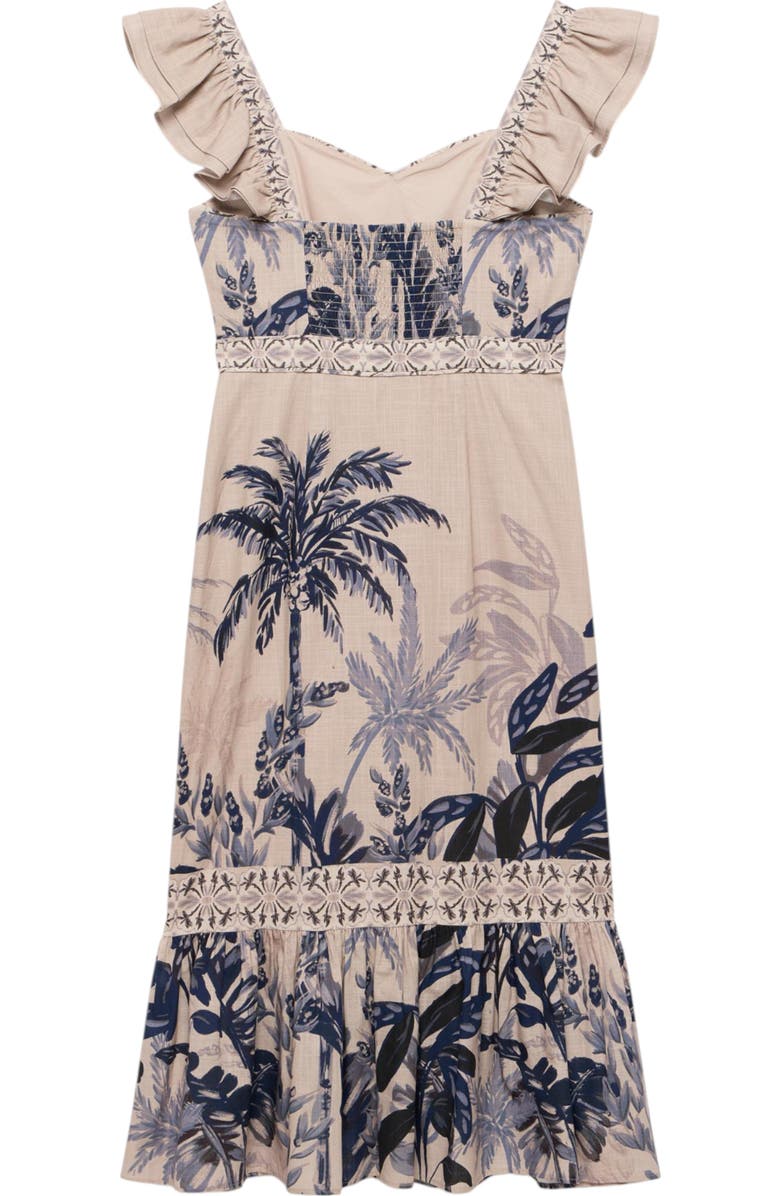 MINT VELVET Palm Print Column Midi Dress, Alternate, color, Blue