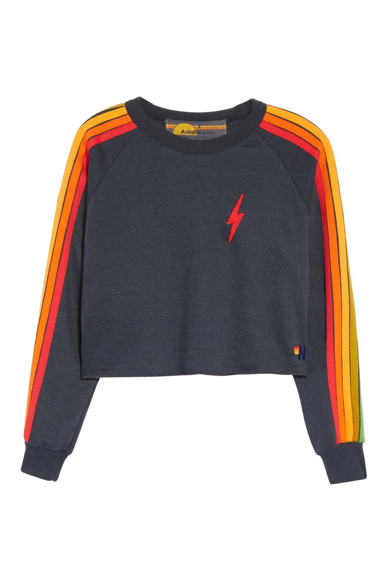 Bolt Crop Sweatshirt, Alternate, color, CHARCOAL/ SERAPE RBW