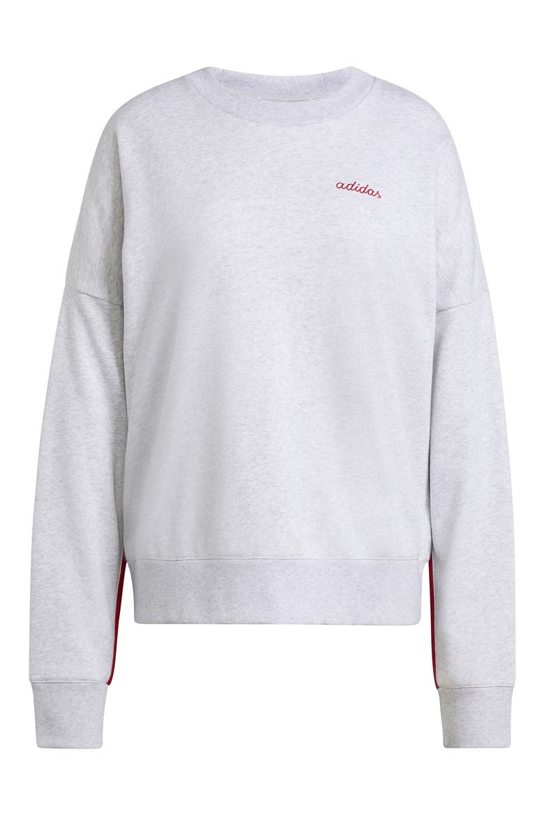 Seasonal Essentials Colorpop Sweatshirt, Alternate, color, LIGHT GREY HEATHER/ MAROON