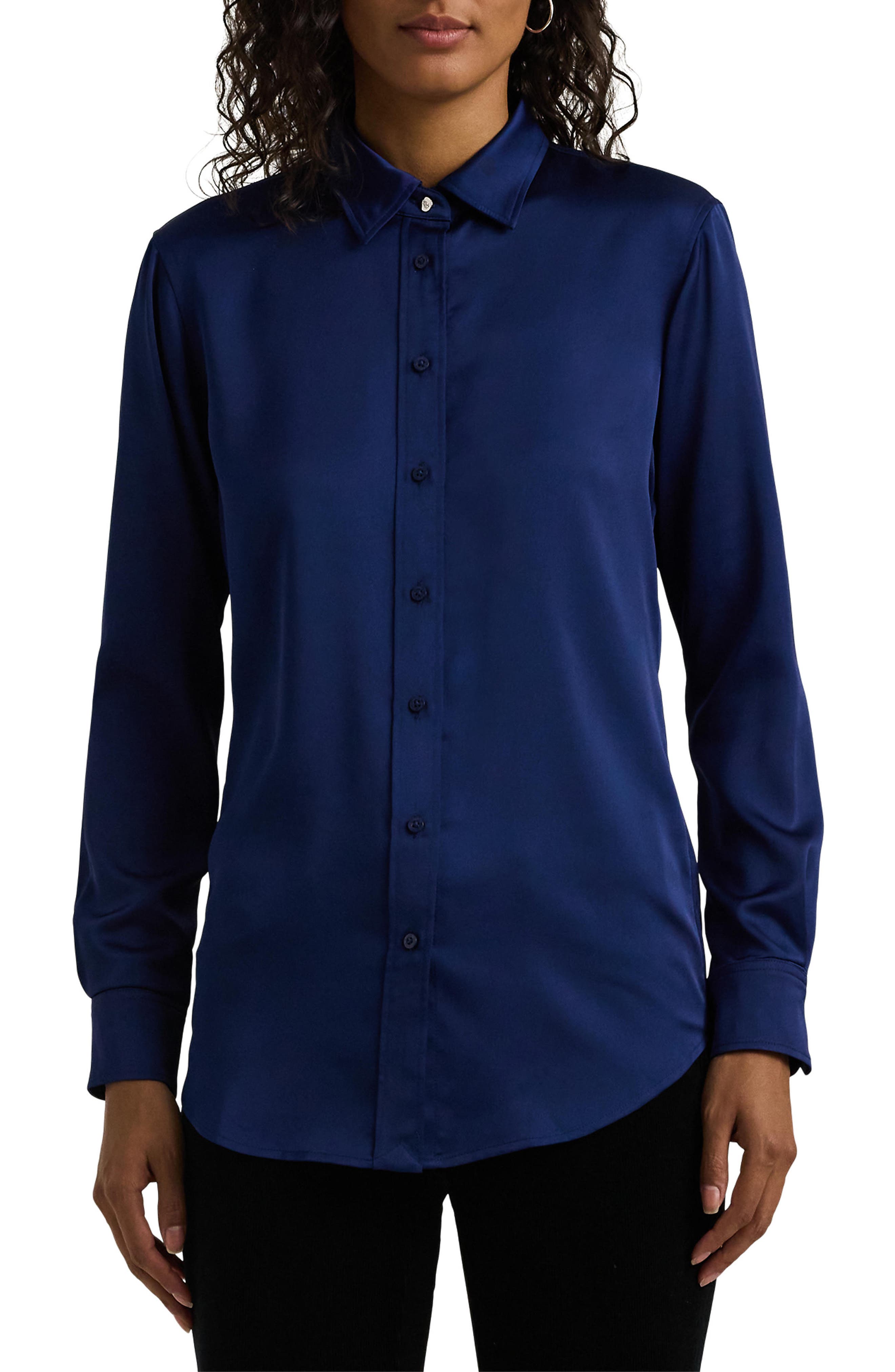 Lauren Ralph Lauren Classic Fit Satin Charmeuse Shirt
