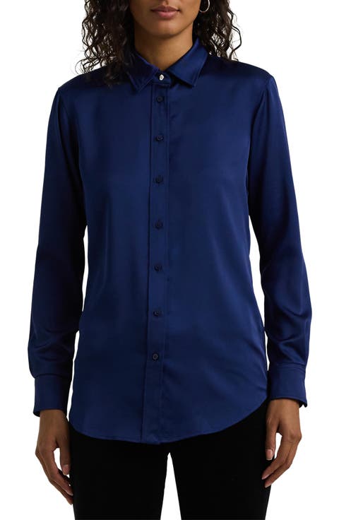 Classic Fit Satin Charmeuse Shirt