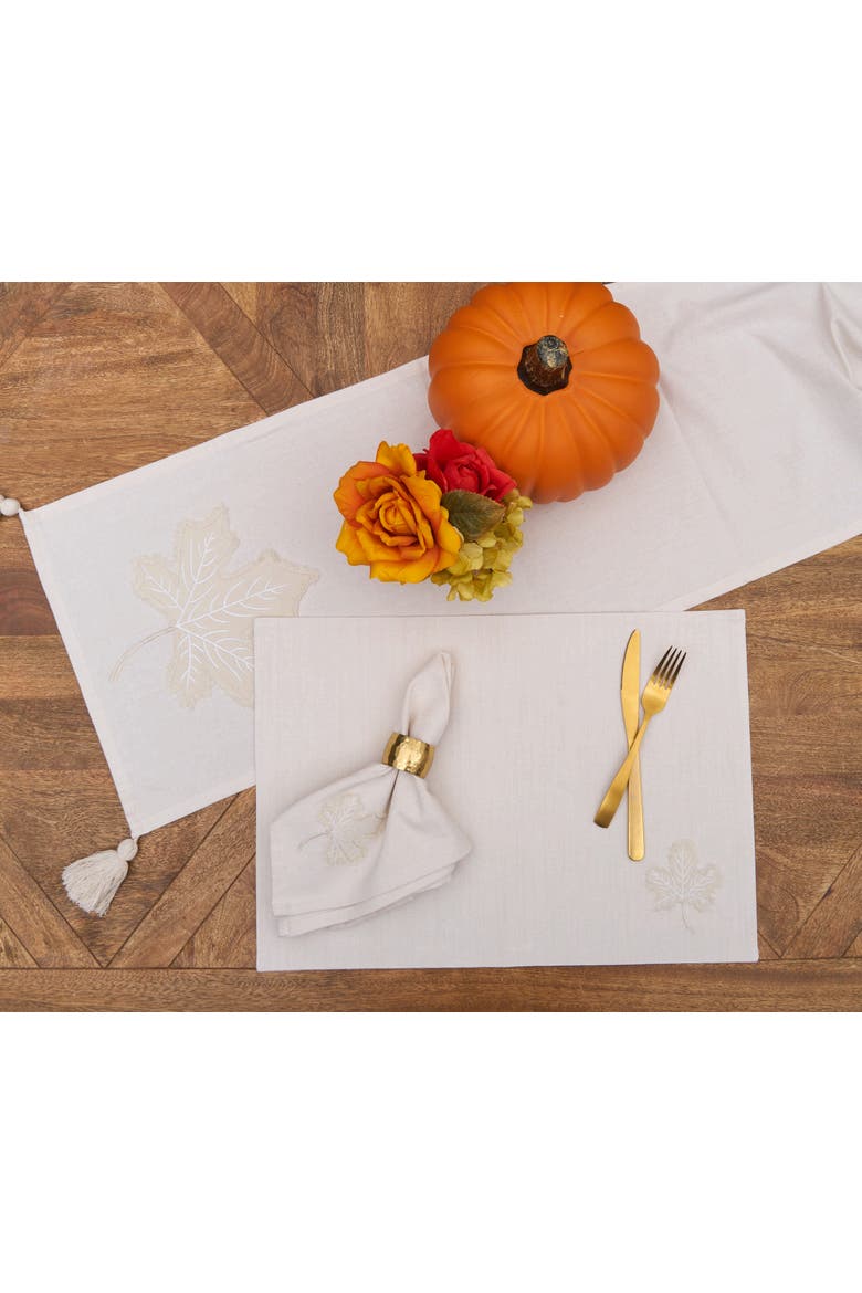 Neutral Maple Leaves Napkins Set of 6, Alternate, color, White