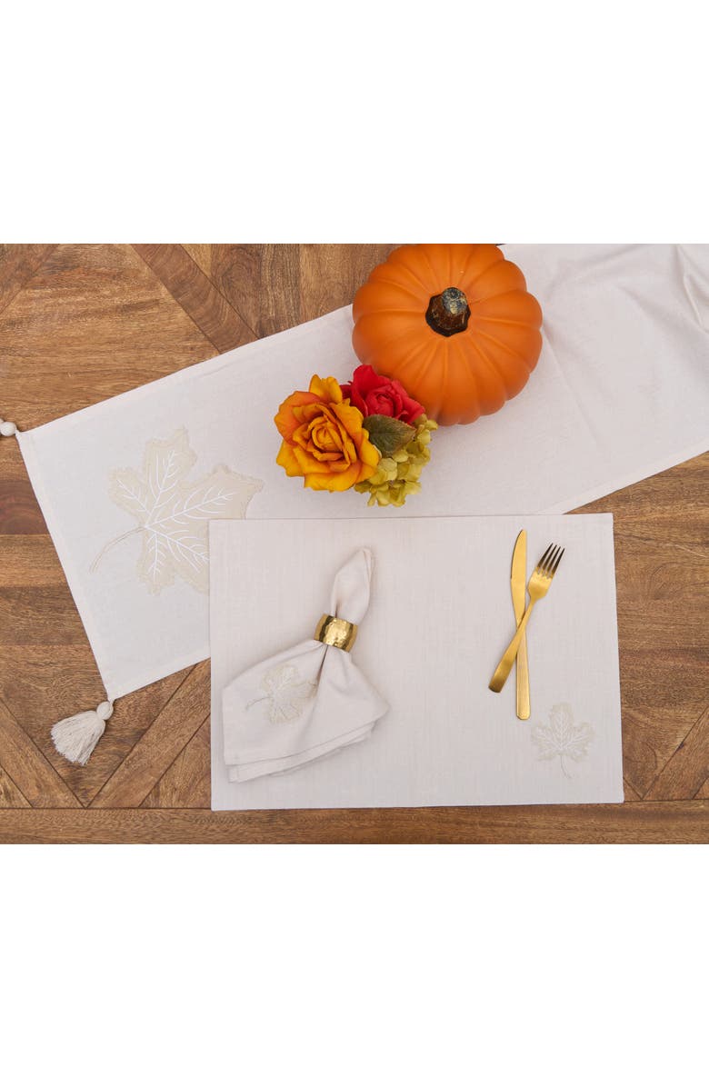 C&F Home Neutral Maple Leaves Napkins Set of 6, Alternate, color, White