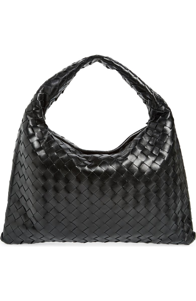 Bottega Veneta Small Hop Hobo Bag, Main, color, 1019 Black-M Brass