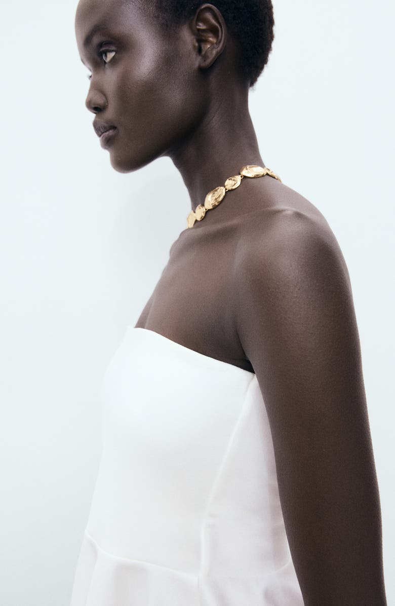 MANGO Bandeau Peplum Top, Alternate, color, White