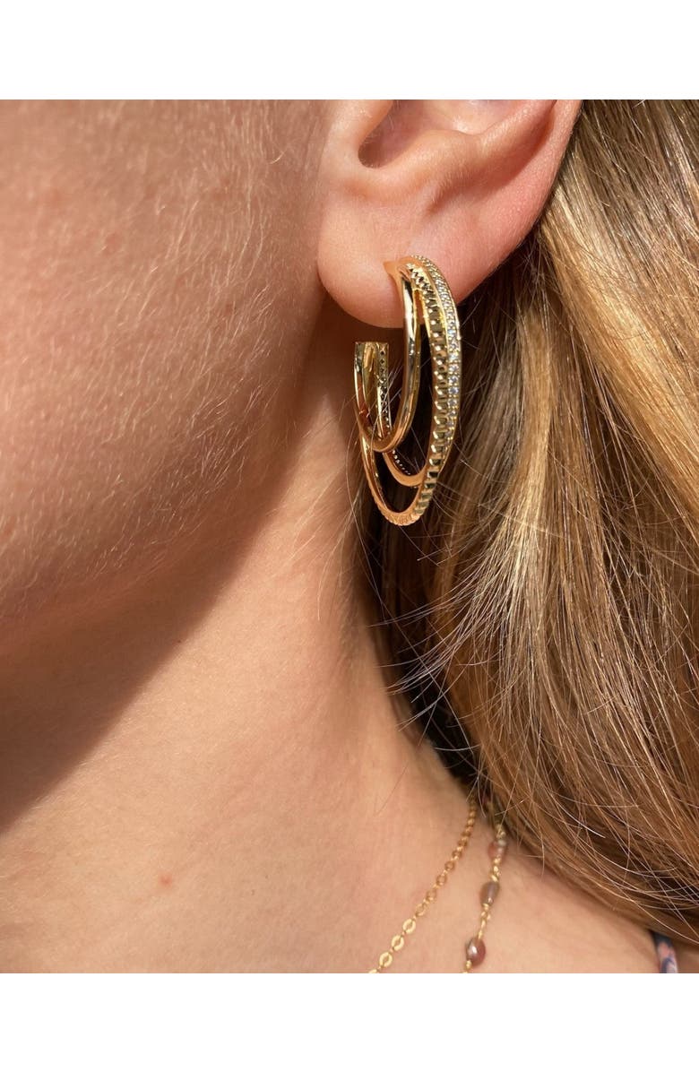 NATIVE GEM Triple Threat Hoop Earrings, Alternate, color, Gold