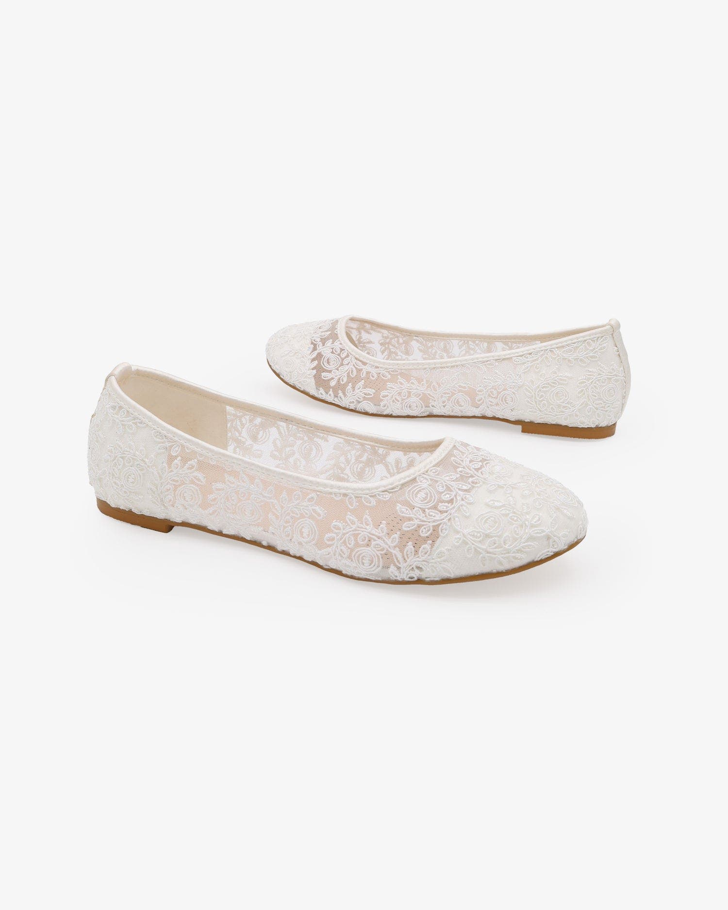 Kailee P Baba Crochet Lace Ballet Flats, Alternate, color, White