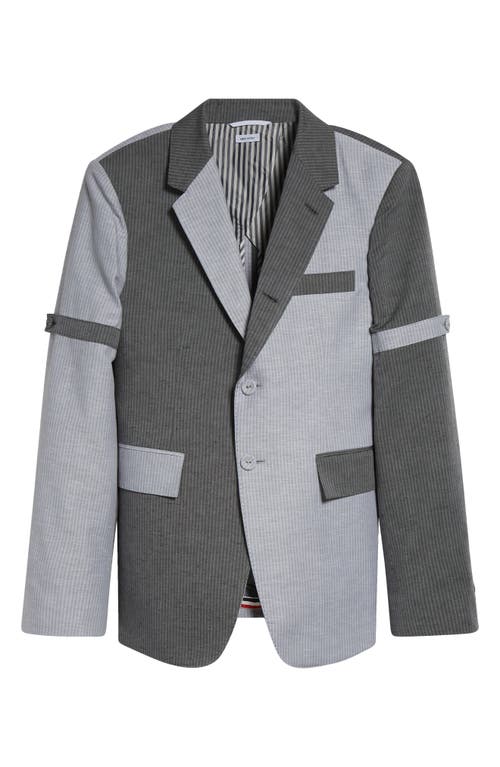 Thom Browne Gray University Stripe Linen Cotton Sport Blazer