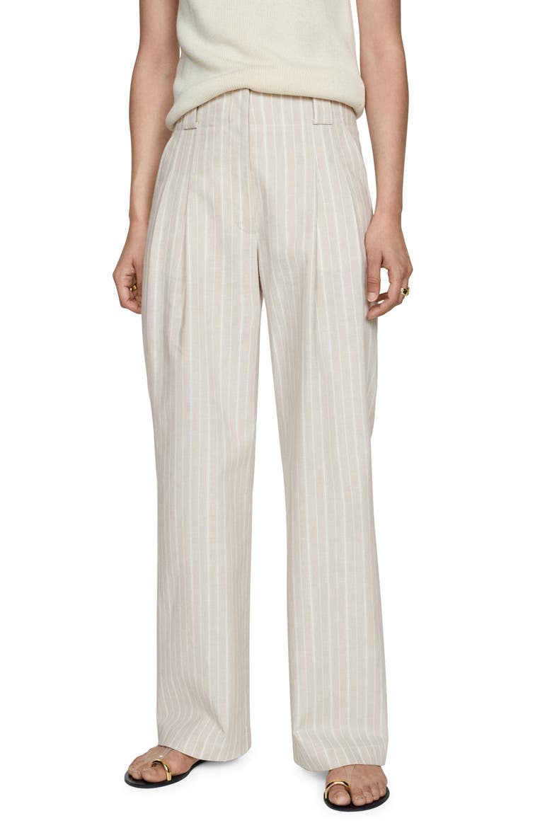 Stripe Straight Leg Pants, Main, color, BEIGE