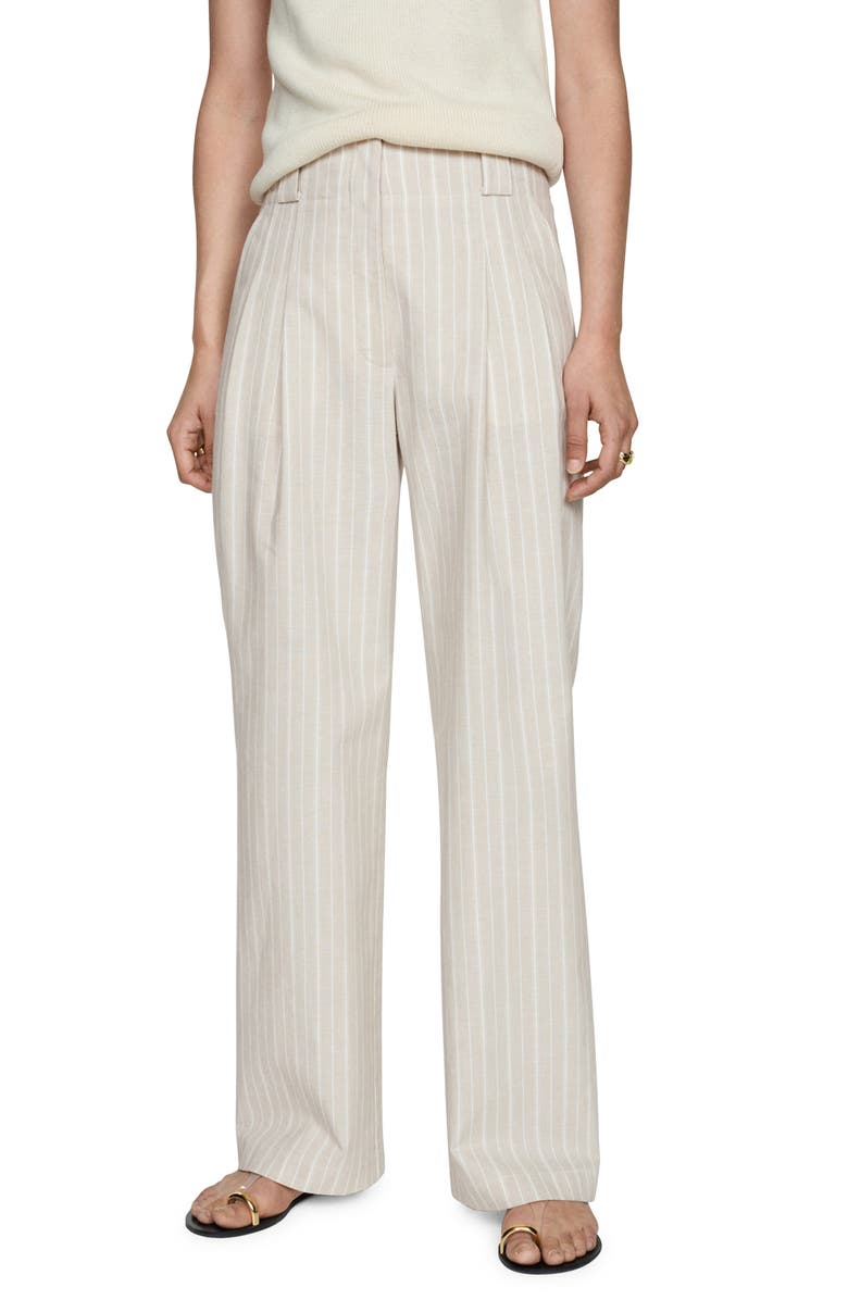 MANGO Stripe Straight Leg Pants, Main, color,