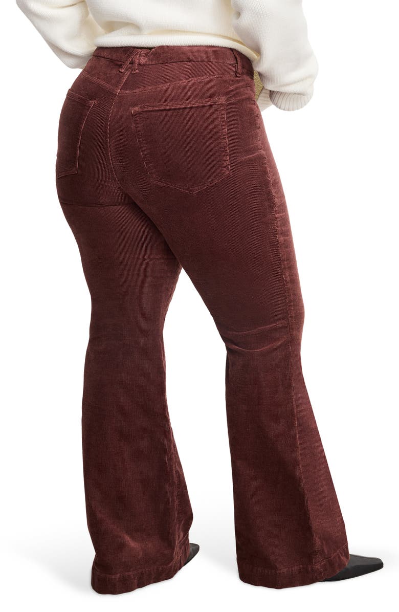 Good American Good Legs Patch Pocket Flare Corduroy Pants, Alternate, color, Walnut004