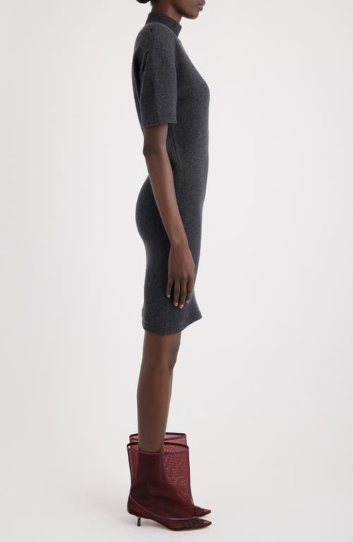 Jacquemus Grey High Neck Dress With Back Application In Wool Woman In Black