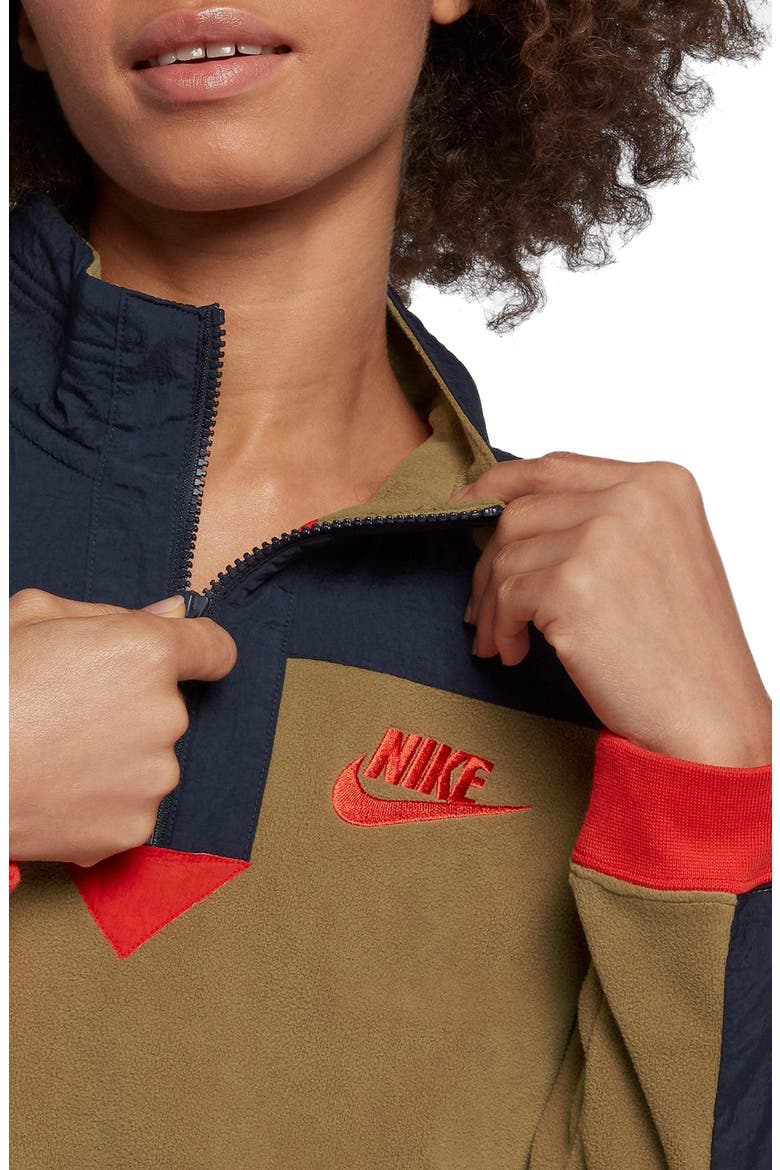 Sportswear Women's Half Zip Top, Alternate, color, BRONZE/ OBSIDIAN/ HABANERO RED