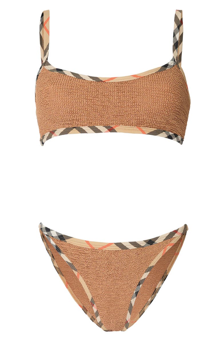 Burberry x Hunza G Tyler Original Crinkle<sup>™</sup> Two-Piece Bikini Swimsuit & Matching Scrunchie Set, Alternate, color, 