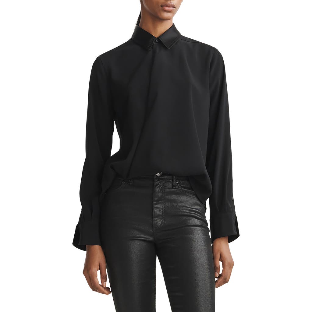 Rag & Bone Phillipa Point Collar Blouse In Black