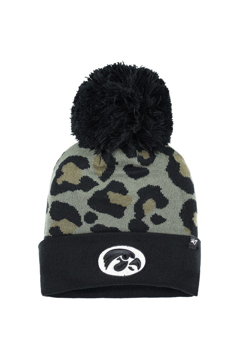 Women's '47 Hunter Green Iowa Hawkeyes Bagheera Cuffed Knit Hat with Pom, Main, color, Green