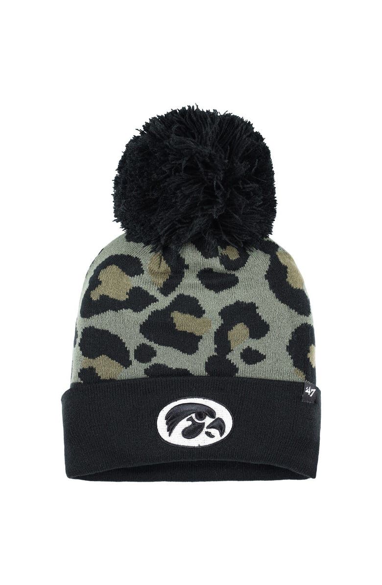 '47 Women's '47 Hunter Green Iowa Hawkeyes Bagheera Cuffed Knit Hat with Pom, Main, color, 