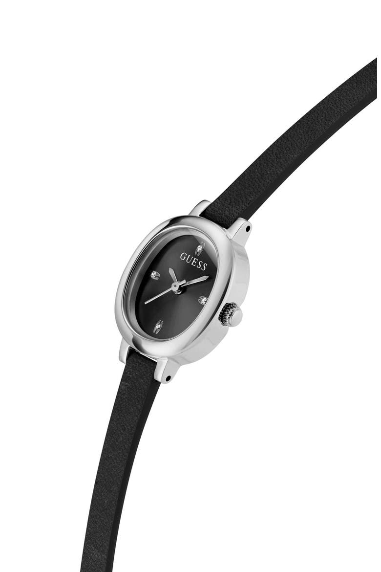 Oblong Crystal Marker Watch, 21mm, Alternate, color, BLACK