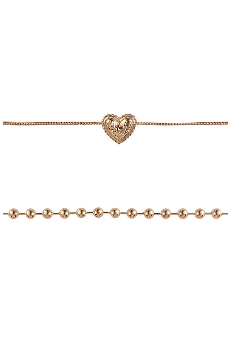 Double Chain Heart Pendant Necklace, Alternate, color, GOLD