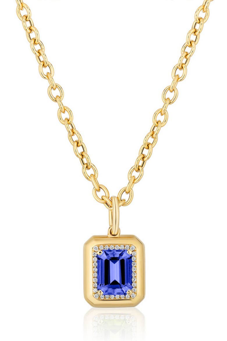 G-Classic Emerald Cut Pendant Necklace, Main, color, VIVID BLUE