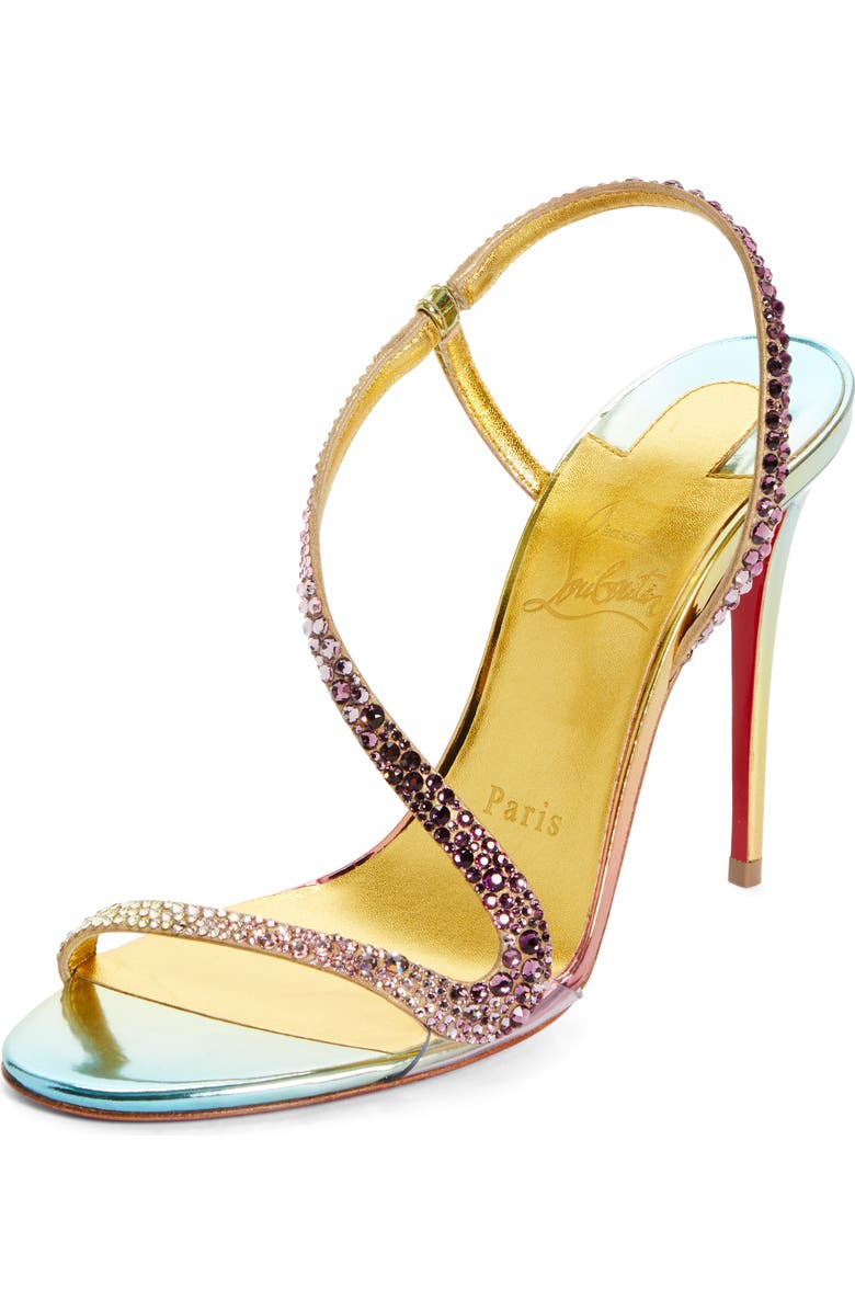 Christian Louboutin Rosalie Iridescent Slingback Sandal, Main, color, Boreal/ Multi/ Lin Gold
